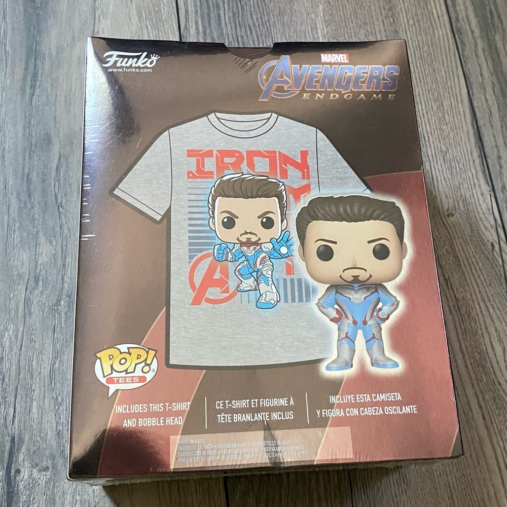 NEW Funko Pop! Avengers Endgame Iron Man Pop and T-Shirt Bundle Target Exclusive - Picture 2 of 9